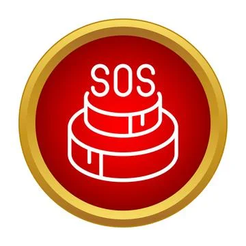 Red sos emergency call button pushing for help Stock Illustration