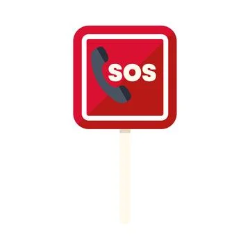 Red sos emergency call help signpost Stock Illustration