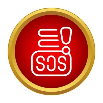 Red sos emergency signal button for help Stock Illustration
