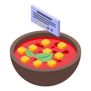 Red soup icon isometric vector. Cooking control Illustrazione stock