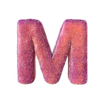 Red sour candy letter M Isolated on white background Stock Illustration