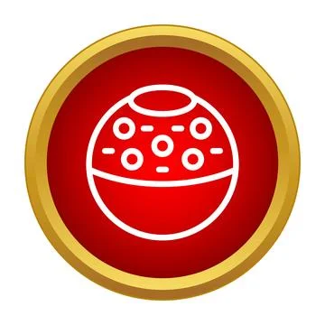 Red space planet icon showing craters Stock Illustration