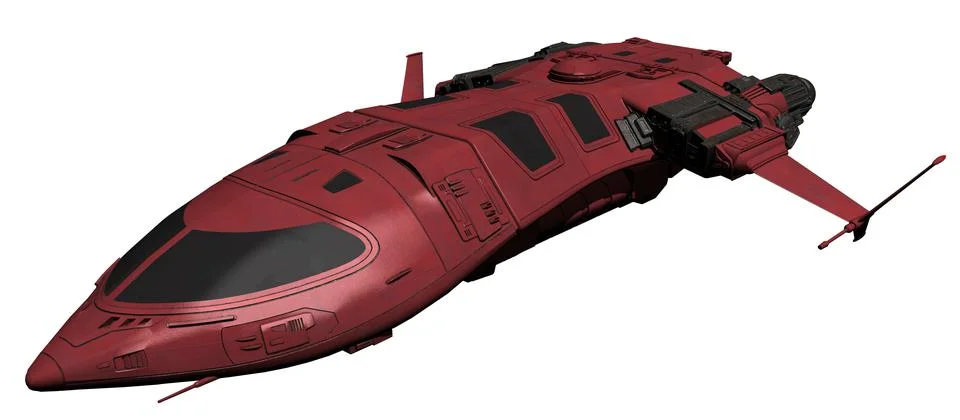Red Space Ship 3d-Rendering (Isolated on White) Illustration