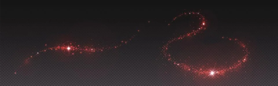 Red sparkle trails with magic stardust Stock Illustration