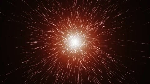 Red sparks fly from the light source in a chaotic order on a dark background Stock Footage 256747628