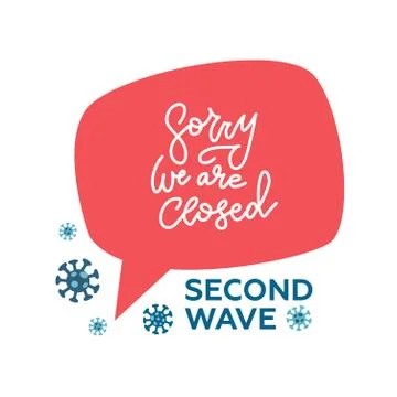 Red speach bubble sign Sorry we are closed isolated on transparent background Stock Illustration