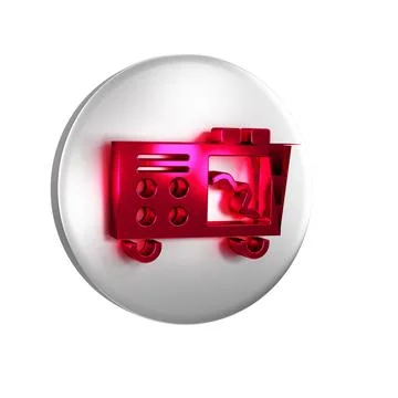 Red Spectrometer icon isolated on transparent background. Silver circle butto 库存插图