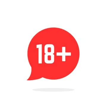Red speech bubble like 18 plus Stock Illustration