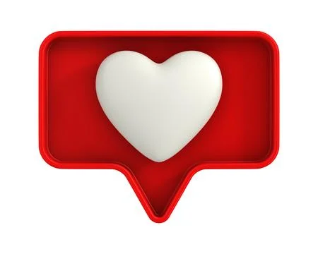 Red Speech bubble and heart on white background. Isolated 3D illustration Stock Illustration