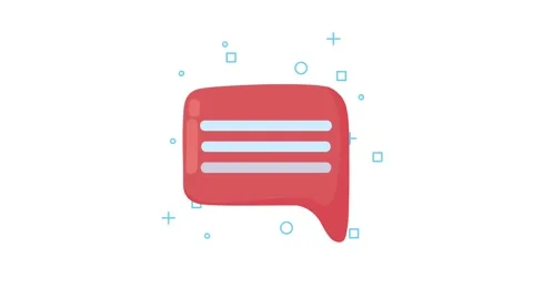 Red speech bubble animation with typing text lines and dynamic geometric sh.. Stock Footage 333719682