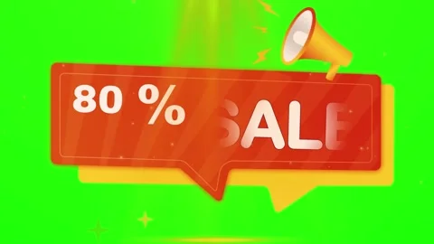 Red speech bubble banner with megaphone on green background for marketing Stock Footage 343908302