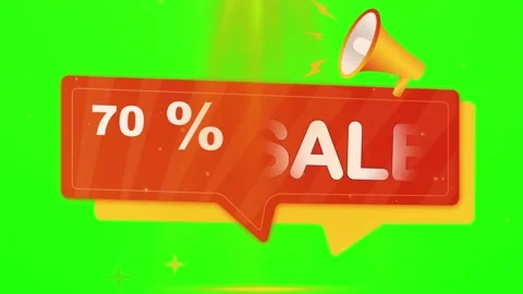 Red speech bubble banner with megaphone on green background for sale promotion Stock Footage 343908318