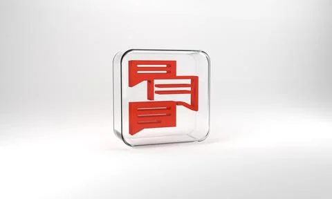 Red Speech bubble chat icon isolated on grey background. Message icon Stock Illustration