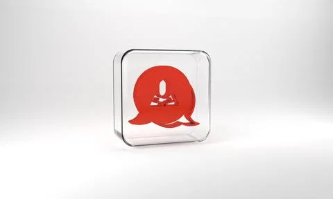 Red Speech bubble chat icon isolated on grey background. Message icon. Commun Illustrazione stock
