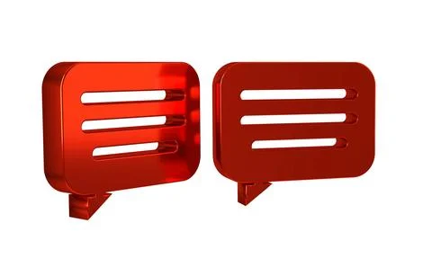 Red Speech bubble chat icon isolated on transparent background. Message ico.. Stock Illustration