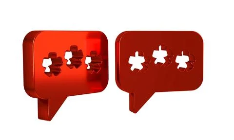 Red Speech bubble chat icon isolated on transparent background. Message ico.. Stock Illustration