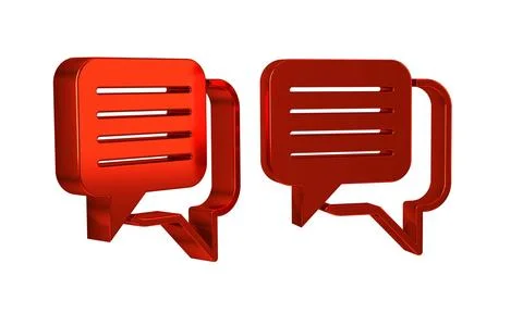 Red Speech bubble chat icon isolated on transparent background. Message ico.. Stock Illustration