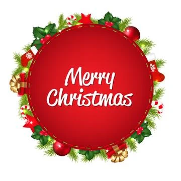 Red speech bubble with christmas icon Stock Illustration