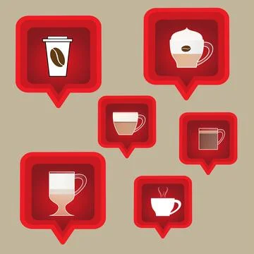 Red speech bubble coffee Stock Illustration