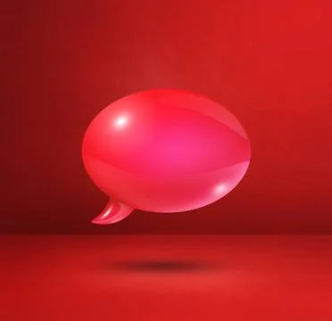 Red speech bubble on concrete wall square background 3D red speech bubble ... Stock Photos