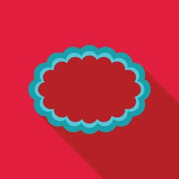 Red speech bubble with decorative blue border floating on red background Stock Illustration