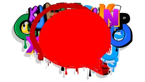 Red Speech Bubble Graffiti with abstract elements Background. Urban paintin.. イラスト素材