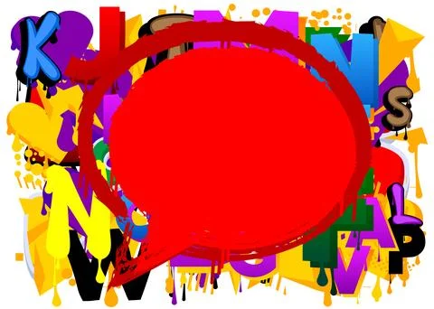 Red Speech Bubble Graffiti with abstract elements Background. Urban paintin.. Stock Illustration