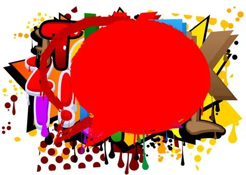 Red Speech Bubble Graffiti with abstract elements Background. Urban paintin.. Illustrazione stock