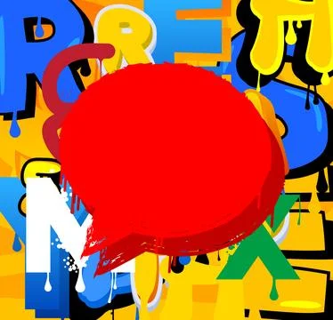 Red Speech Bubble Graffiti with abstract elements Background. Urban paintin.. Stock Illustration
