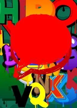 Red Speech Bubble Graffiti with abstract elements Background. Urban paintin.. イラスト素材