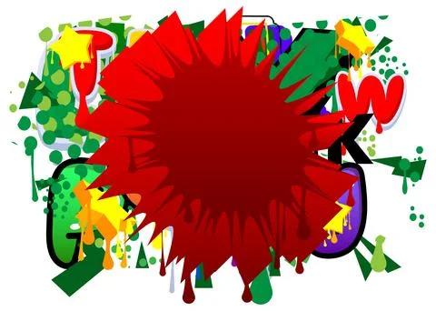 Red Speech Bubble Graffiti on multicolored Background. Abstract colorful mo.. Stock Illustration