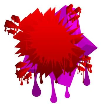 Red Speech Bubble Graffiti with purple elements isolated on white Backgroun.. Stock Illustration