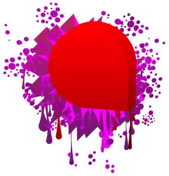 Red Speech Bubble Graffiti with purple elements isolated on white Backgroun.. Stock Illustration