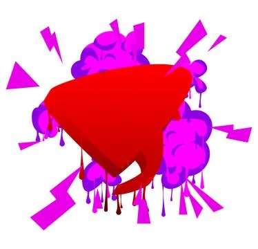 Red Speech Bubble Graffiti with purple elements isolated on white Backgroun.. イラスト素材