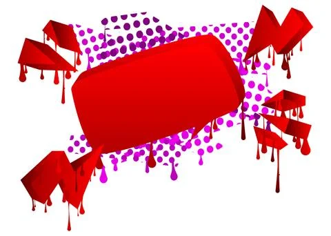Red Speech Bubble Graffiti with purple elements isolated on white Backgroun.. Stock Illustration