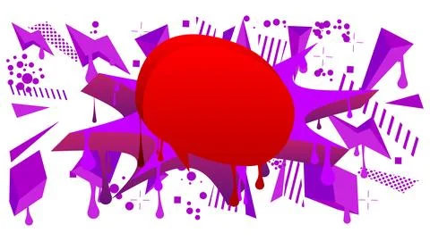 Red Speech Bubble Graffiti with purple elements isolated on white Backgroun.. Stock Illustration