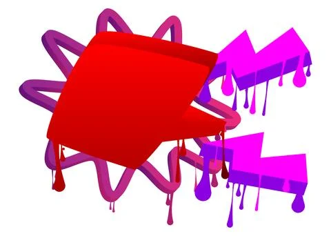 Red Speech Bubble Graffiti with purple elements isolated on white Backgroun.. Stock Illustration