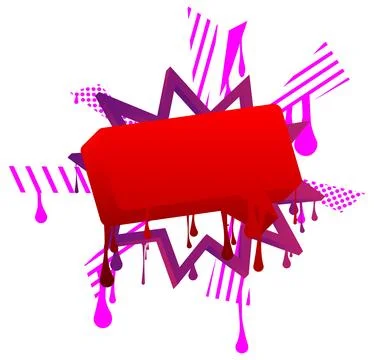 Red Speech Bubble Graffiti with purple elements isolated on white Backgroun.. Stock Illustration