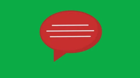 Red speech bubble icon with white text lines animation on green screen backdrop Stock Footage 332888672