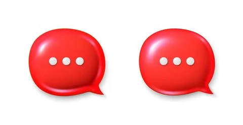 Red speech bubble icons. Chat comment icons set. 3d talk message box with Stock Illustration