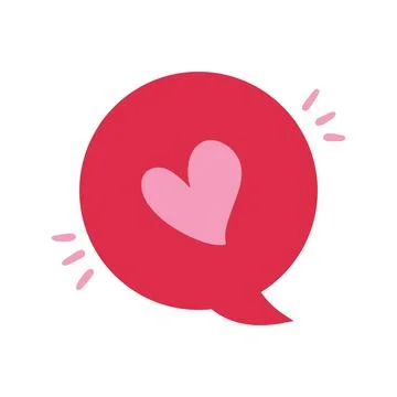 Red Speech Bubble with Pink Heart for Love Messages Stock Illustration