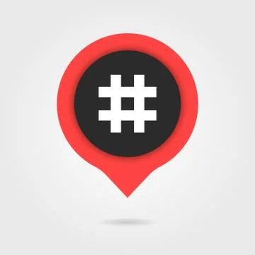 Red speech bubble with shadow and hashtag Stock Illustration