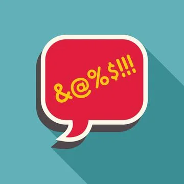 Red speech bubble showing swear words with symbols and exclamation marks Stock Illustration