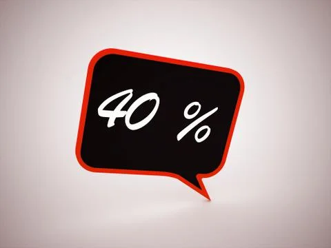 Red speech bubble with text 40 percent rendered Stock Illustration