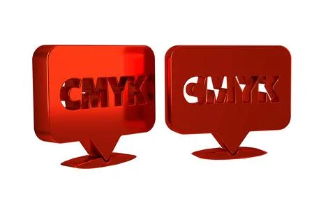 Red Speech bubble with text CMYK icon isolated on transparent background. Stockillustratie