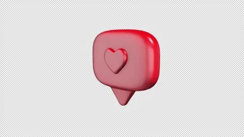 Red Speech Bubble with a White Heart Loop Stock Footage 308229693