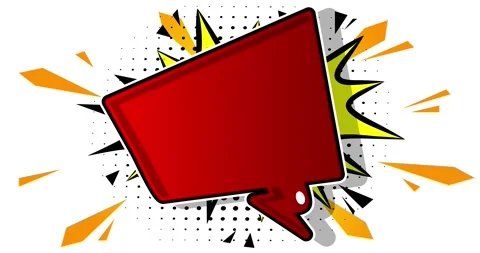 Red speech bubble on yellow and white background Stock Footage 172120552