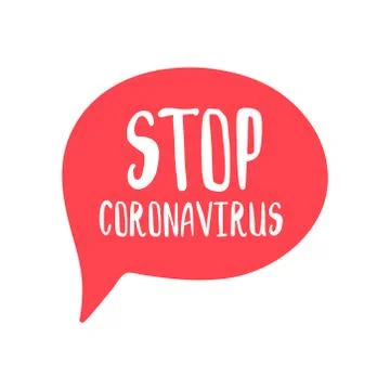 Red speech buble with hand drawn phrase Stop Coronavirus Illustrazione stock