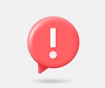 Red speech cloud with exclamation mark. 3d vector isolated illustration Stock Illustration