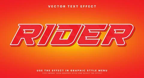 Red Speed Rider editable text effect Template Stock Illustration